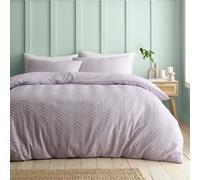 Catherine Lansfield Duvet Cover Set Heatset Wave with Pillowcases Super King Lilac