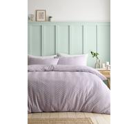 Catherine Lansfield Heatset Wave Single Duvet Cover Set with Pillowcase Lilac