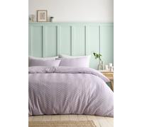 Catherine Lansfield Heatset Wave King Duvet Cover Set with Pillowcases Lilac