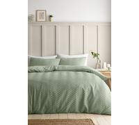 Catherine Lansfield Heatset Wave Super King Duvet Cover Set with Pillowcases Mint Green