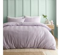Catherine Lansfield Heatset Wave Lilac Duvet Cover Set Double Bedding Set