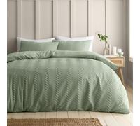 Catherine Lansfield Heatset Wave Super King Duvet Cover Set with Pillowcases Mint Green