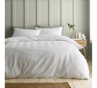 Catherine Lansfield Heatset Wave Super King Duvet Cover Set with Pillowcases White