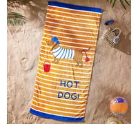 Catherine Lansfield Hot Dog 76x160cm Cotton Beach Towel Orange