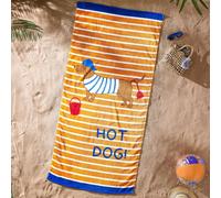 Catherine Lansfield Hot Dog 76x160cm Cotton Beach Towel Orange