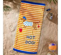 Catherine Lansfield Hot Dog Cotton Beach Towel - Orange