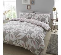 Catherine Lansfield Inga Leaf Blush Duvet Cover Set 240 x 220 cm + 65 x 65 cm (2)