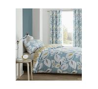 Catherine Lansfield Inga Leaf Reversible Double Duvet Cover Set with Pillowcases Teal Green