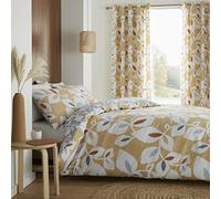 Catherine Lansfield Inga Leaf Gold Duvet Cover Set 140 x 220 + 65 x 65 cm