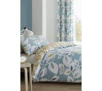 Catherine Lansfield Inga Leaf Reversible Single Duvet Cover Set with Pillowcase Teal Green