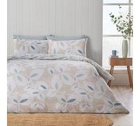 Catherine Lansfield Inga Leaf Reversible Single Duvet Cover Set with Pillowcase Natural