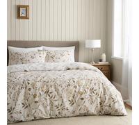 Catherine Lansfield Isadora Floral Reversible Double Duvet Cover Set with Pillowcases Natural