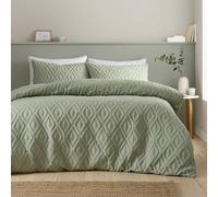 Catherine Lansfield Jacob Geo Soft Touch King Duvet Cover Set with Pillowcases Sage Green