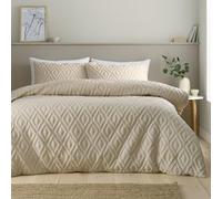 Catherine Lansfield Jacob Geo Soft Touch Super King Duvet Cover Set with Pillowcases Natural