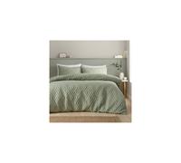 Catherine Lansfield Jacob Geo Soft Touch Super King Duvet Cover Set with Pillowcases Sage Green