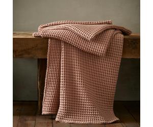 Catherine Lansfield Jaipur Chunky Waffle Cotton Blanket Throw Pink - 150 x 200 cm - Pink