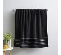 Catherine Lansfield Java Stripe Soft & Absorbent Cotton Bath Towel Black