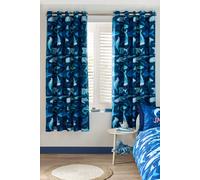 Catherine Lansfield 'Jawsome Shark' Fully Reversible Eyelet Curtains in Navy | Size: 168 cm width x 183 cm drop Catherine Lansfield Navy 168 cm width x 183 cm drop