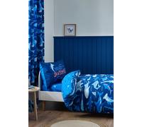 Catherine Lansfield Kids Jawsome Shark Reversible Single Duvet Cover Set with Pillowcase Navy Blue