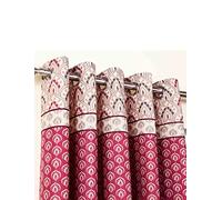 Catherine Lansfield Kashmir Paisley Floral 66x72 Inch Lined Eyelet Curtains Two Panels Natural