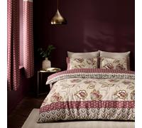 Catherine Lansfield Kashmir Paisley Floral Reversible King Duvet Cover Set with Pillowcases Natural
