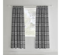 Catherine Lansfield Kelso Check 66x72 Inch W 6" x L 72" (2 Panels), Charcoal