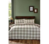 Catherine Lansfield Kelso Check Reversible Single Duvet Cover Set with Pillowcase Burnt Orange