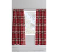 Catherine Lansfield 'Kelso Check' Pencil Pleat Lined Curtains in Red | Size: 168 cm width x 183 cm drop Catherine Lansfield Red 168 cm width x 183 cm drop