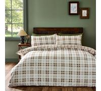 Catherine Lansfield Kelso Check Reversible Double Duvet Cover Set with Pillowcases Burnt Orange