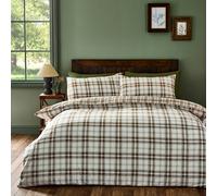 Catherine Lansfield Kelso Check Reversible King Duvet Cover Set with Pillowcases Burnt Orange
