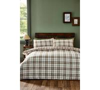 Catherine Lansfield Kelso Check Reversible King Duvet Cover Set with Pillowcases Burnt Orange