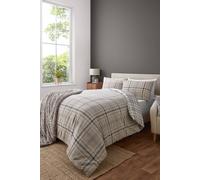 Catherine Lansfield Kelso Check Reversible Duvet Set in Natural, Size King, Polyester/Cotton | Charlies