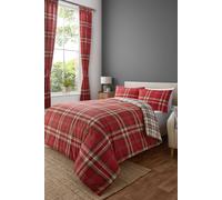 Catherine Lansfield 'Kelso Check' Reversible Duvet Cover Set in Red | Size: Double Catherine Lansfield Red Double