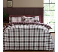 Catherine Lansfield Kelso Check Reversible Double Duvet Cover Set with Pillowcases Plum