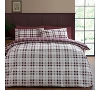 Catherine Lansfield Kelso Check Reversible King Duvet Cover Set with Pillowcases Plum