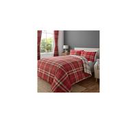 Catherine Lansfield Kelso Check Reversible King Duvet Cover Set with Pillowcases Red