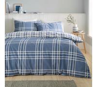 Catherine Lansfield Kelso Check Reversible Single Duvet Cover Set with Pillowcase Blue