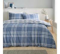 Catherine Lansfield Kelso Check Reversible Super King Duvet Cover Set with Pillowcases Blue