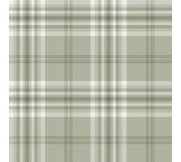 Catherine Lansfield Kelso Check Wallpaper Sage Green Muriva 165526