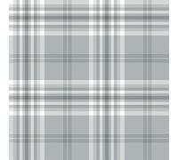 Catherine Lansfield Kelso Check Wallpaper Silver Grey