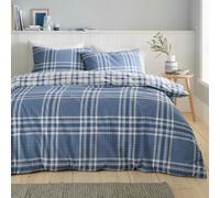 Catherine Lansfield Kelso Check Reversible Super King Duvet Cover Set with Pillowcases Blue