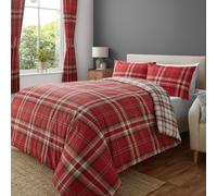 Catherine Lansfield Kelso Check Reversible King Duvet Cover Set with Pillowcases Red
