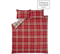 Catherine Lansfield Kelso Tartan Checked Red Duvet Quilt Cover Set / Curtains