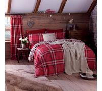 CATHERINE LANSFIELD KELSO TARTAN DOUBLE DUVET COVER SET - RED NEW