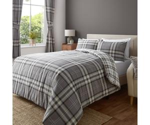 Catherine Lansfield Kelso Tartan Easy Care Duvet Cover Bed Collection Charcoal