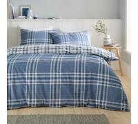 Catherine Lansfield Kelso Check Reversible Super King Duvet Cover Set with Pillowcases Blue