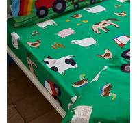 Catherine Lansfield Kids Bedroom Farmyard Animals Polycotton Double Fitted Sheet 15cm Depth Green