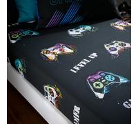 Catherine Lansfield Kids Bedroom Game Over Double Fitted Sheet 25cm Depth Black