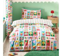 Catherine Lansfield Kids Curious Caterpillar Reversible Double Duvet Cover Set with Pillowcases Bright