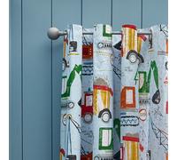 Catherine Lansfield Kids Digger Dreams Fully Reversible 66X72 Inch Eyelet Curtains Two Panels Blue